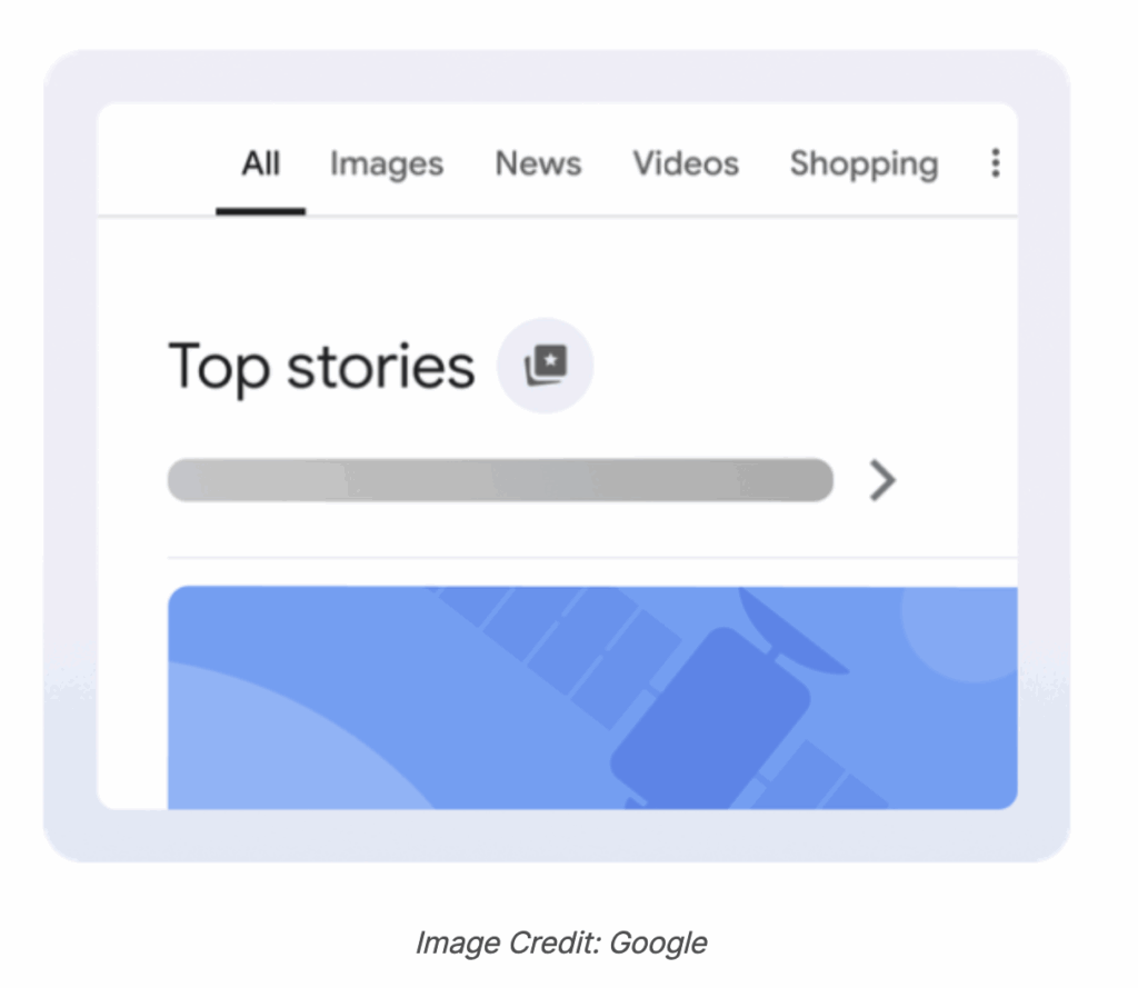 A screenshot of a Google search results page, showing the Top Stories heading.