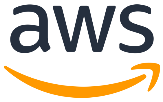 AWS logo with bold letters and a curved orange arrow underneath.