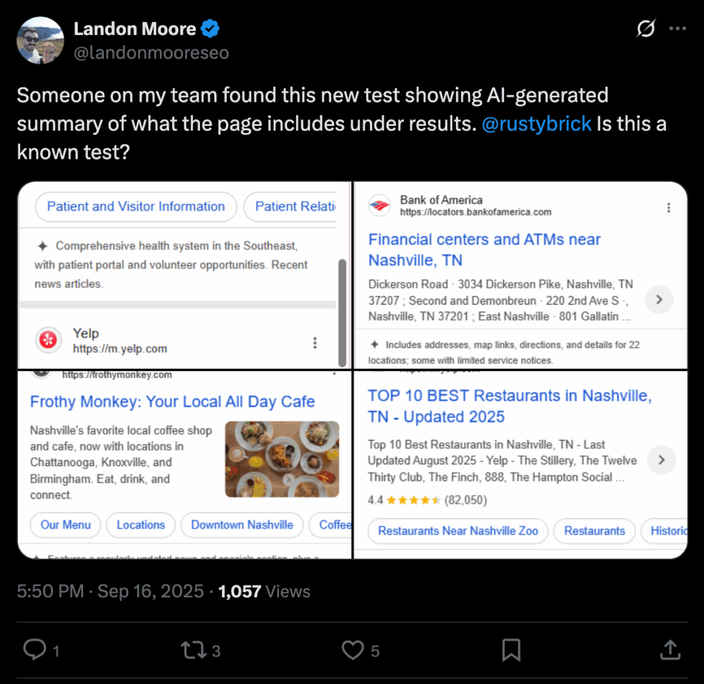 Screenshot of the post on X showing Google's new AI generated summaries