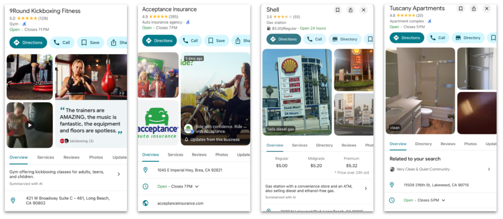 multiple google listings with editorial summaries included