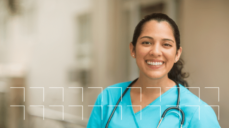 miling nurse in scrubs outside a medical clinic, the provider patients find through local search