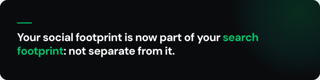 Pull quote: Your social footprint is now part of your search footprint, not separate from it.